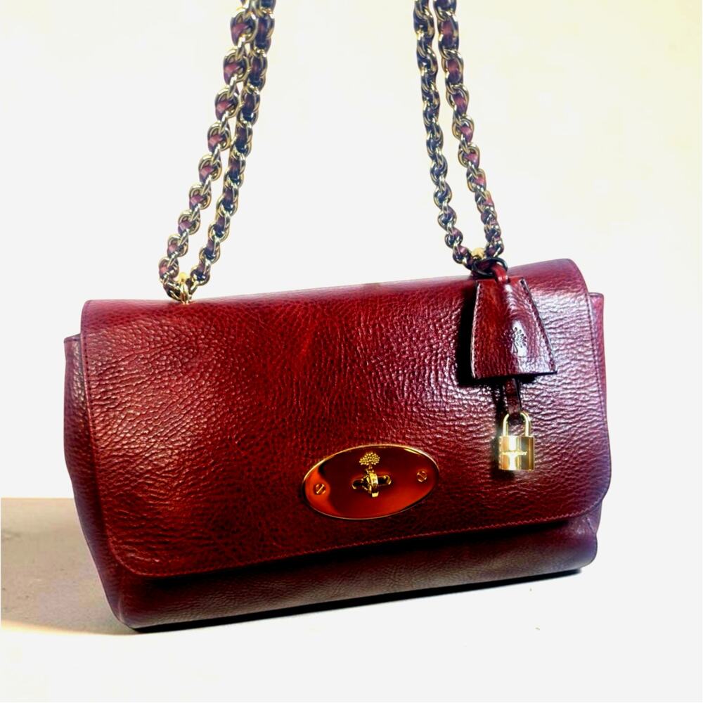 Mulberry Lily Burgundy Oxblood Leather Shoulder Bag Gold Hardware COA